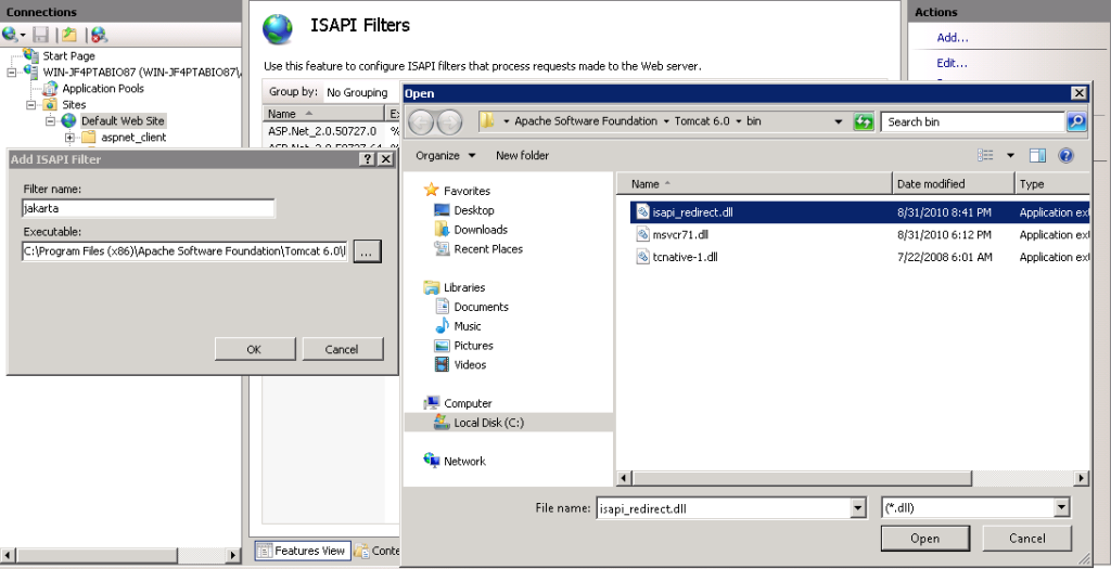Enable isapi filters at iis default website 