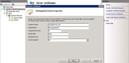 web server certificate Request